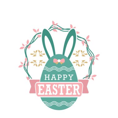 Paskalya yazıtları ve Paskalya yumurtası. Mutlu Paskalya mektupları, Vektör illüstrasyonu