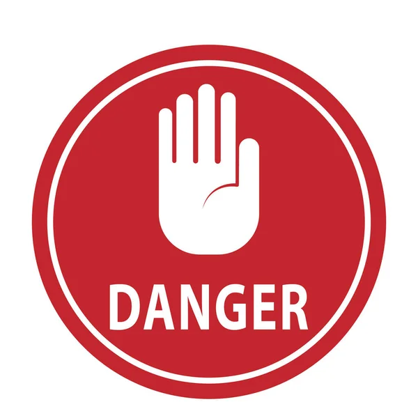 Sign Open Palm Raised Words Danger Vector Illustration Simple Design — Stock Vector
