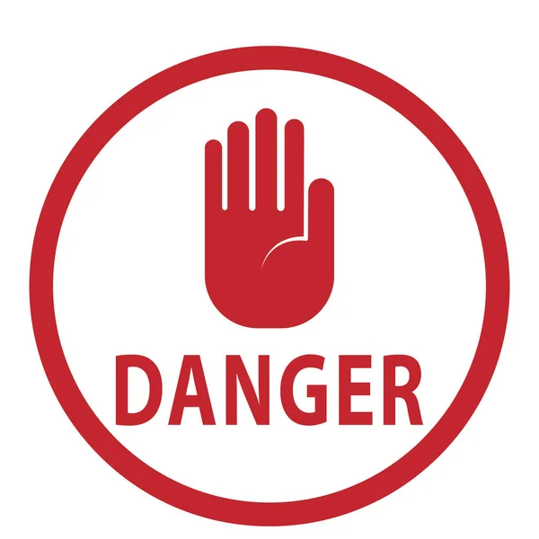 Sign Open Palm Raised Words Danger Empty Outline Vector Illustration — Stock Vector