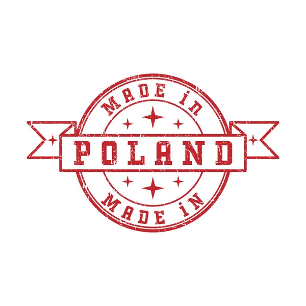 Lengyelországi Made Felirattal Ellátott Pecsét Lenyomata Fehér Hátoldalon Elszigetelve — Stock Vector