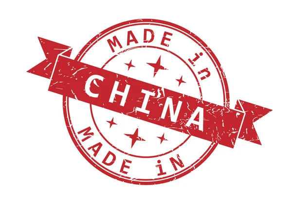 Uma Impressão Selo Com Inscrição Made China Isolado Backgroun Branco —  Vetores de Stock