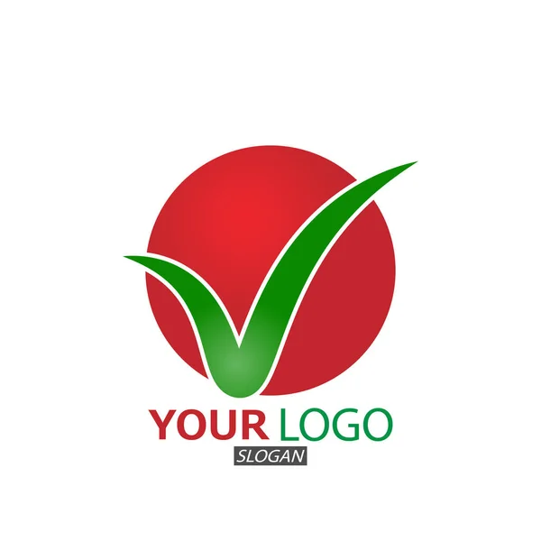 Abstract Logo Company Circle Check Mark Isolated White Backgroun — Stock Vector