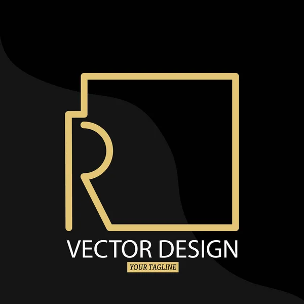 Letra Estilizada Con Marco Cuadrado Plantilla Vectorial Para Logotipo Etiqueta — Vector de stock