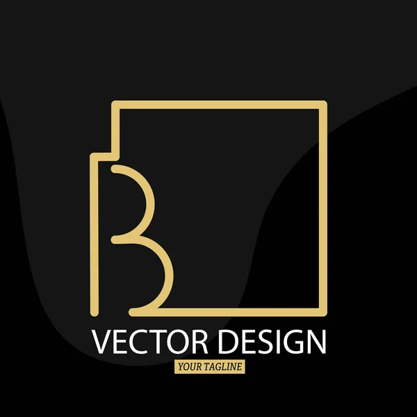 Letra Estilizada Con Marco Cuadrado Plantilla Vectorial Para Logotipo Etiqueta — Vector de stock