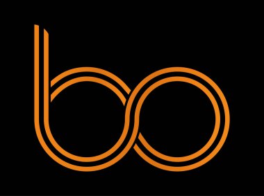 Şekillendirilmiş küçük harfler B ve O 'ya logo, monogram ya da monogram için tek satır eklenir. Siyah arkaplanda vektör illüstrasyonu