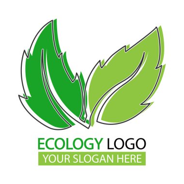 Ekoloji logosu. Logo, etiket veya emble için renk vektör illüstrasyonu