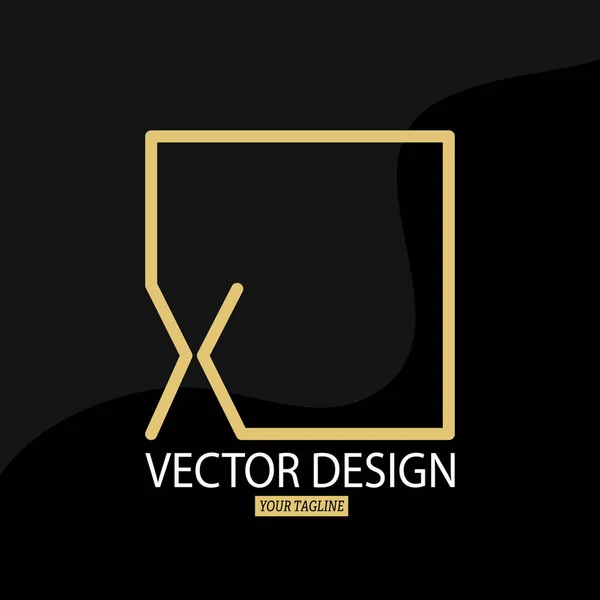 Lettre Stylisée Avec Cadre Carré Modèle Vectoriel Pour Logo Étiquette — Image vectorielle
