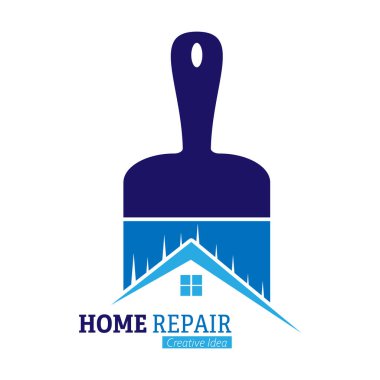 İnşaat ve yenileme için logo şablonu. Logo, etiket veya etiket için renk vektörü çizimi, beyaz arka grupta izole edilmiş modern tasarım