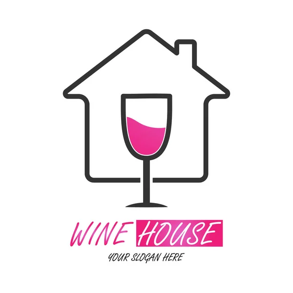 Maison Vin Illustration Vectorielle Couleur Pour Logo Autocollant Étiquette Design — Image vectorielle