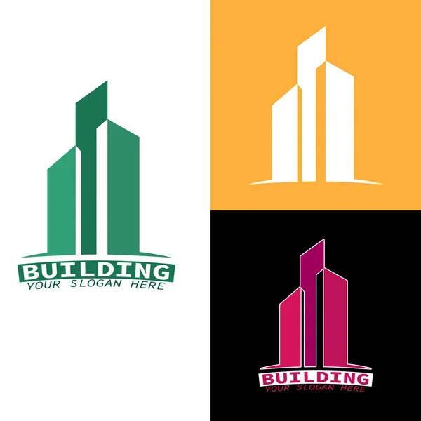 Vorlage Für Ein Immobilien Bau Oder Stadtlogo Farbvektorabbildung Für Logo — Stockvektor