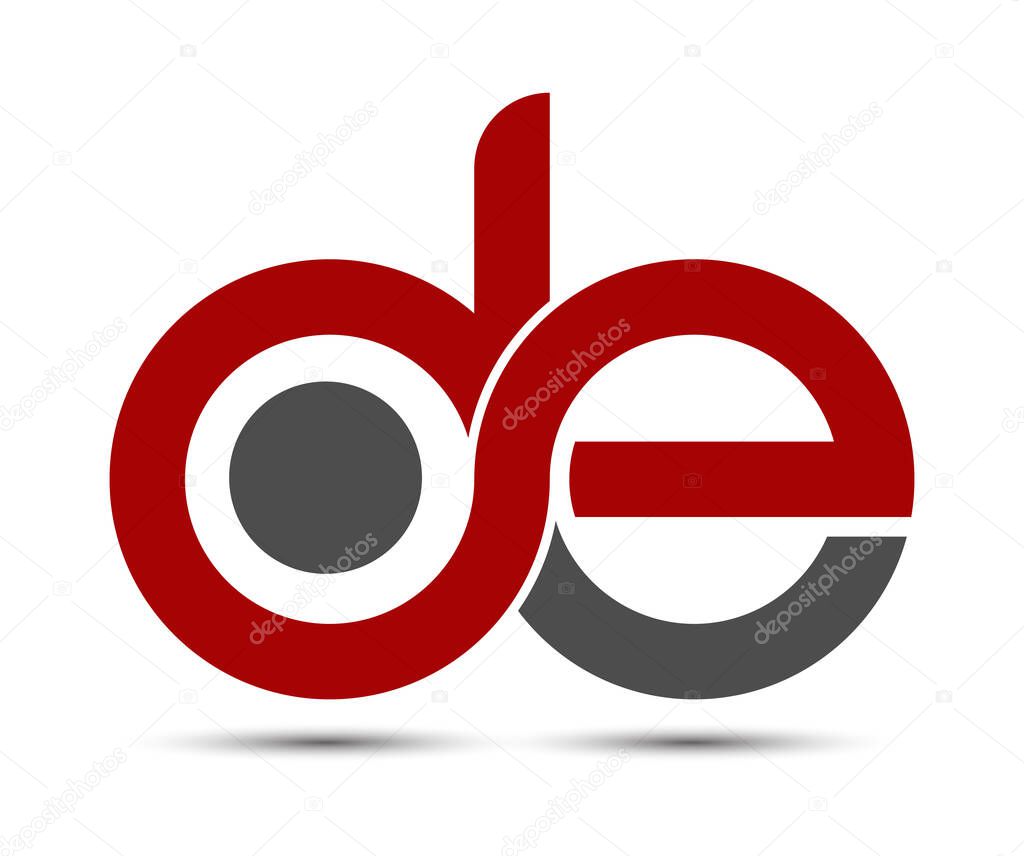 Stylized lowercase letters D and E are linked by a single line for a logo, monogram, or monogram. Vector illustration isolated on a white background