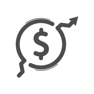 Dolar büyüme grafiğinin simgesi. Beyaz bir grup üzerinde izole edilmiş bir logo, etiket veya amblem için vektör çizimi