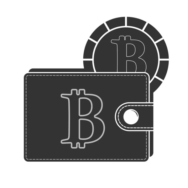 Pénztárca Egy Cryptocurrency Szimbólummal Stilizált Vektor Illusztráció Elszigetelt Fehér Alapon — Stock Vector
