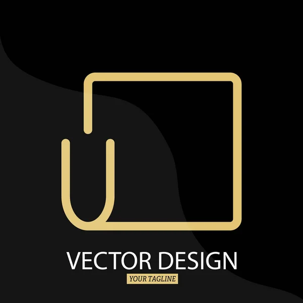 Letra Estilizada Con Marco Cuadrado Plantilla Vectorial Para Logotipo Etiqueta — Vector de stock