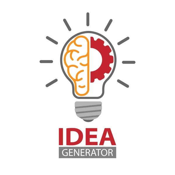 Generador Ideas Una Bombilla Cerebro Humano Engranaje Ilustración Vectorial Editable — Archivo Imágenes Vectoriales