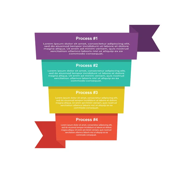 Navigační Prapor Infographics Čtyři Procesy Vývoje Dokonalosti Pokroku Vektorová Ilustrace — Stockový vektor