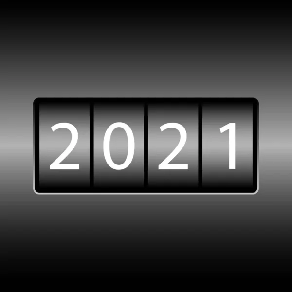 Οδομετρικό Αριθμούς 2021 Νέο 2021 Στο Οδόμετρο Λευκοί Αριθμοί Μαύρη — Διανυσματικό Αρχείο