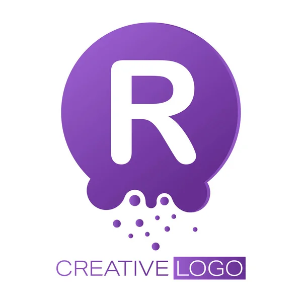 Kreatives Logo Der Buchstabe Auf Einem Runden Punkt Mit Spritzern — Stockvektor