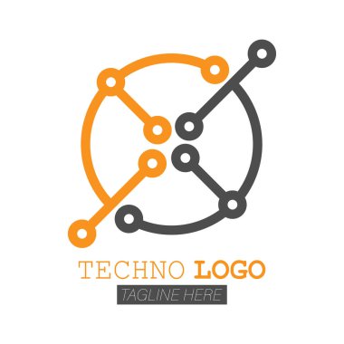 Tekno logo. Yüksek teknoloji ve yenilikçi iş. Beyaz arkaplanda izole edilmiş basit vektör illüstrasyonu