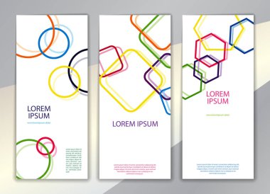 Geometrik şekilli koyu renkli pankartlar. Yazılı ürünler, afişler, posterler, el ilanları, posterler ve başlık sayfaları için renk vektörü illüstrasyonuName