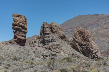 Dağ manzarası. Teide yanardağı (Tenerife, İspanya) yakınlarında parmak izi. Stok fotoğrafı