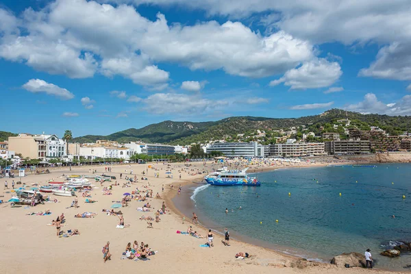 Tossa España 2017 Ciudad Playa Barco Recreo Foto Stock — Foto de Stock