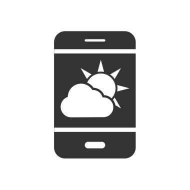 Bulutlu bulut simgesi olan vektör cep telefonu simgesi. Uygulamalar ve web siteleri için basit düz tasarım