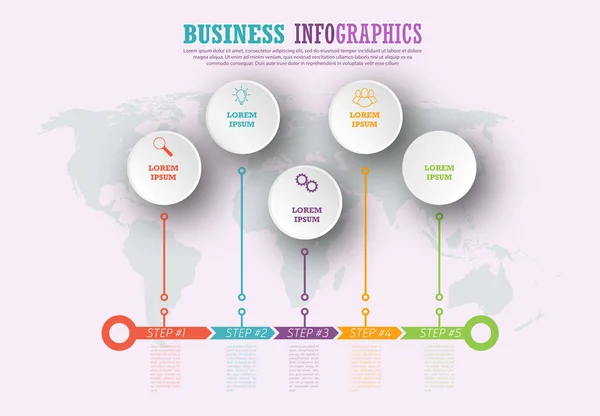 Infografikus Sablon Vizuális Ikonokkal Lépés Egy Vállalkozás Pénzügy Projekt Terv — Stock Vector