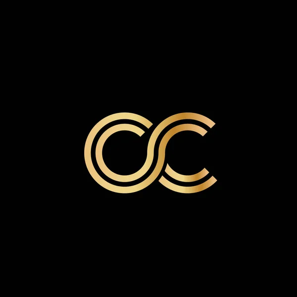 Logo, marka ya da logo için altın renkli C ve C harfleri düz dizayn edilmiş. Vektör illüstrasyonu