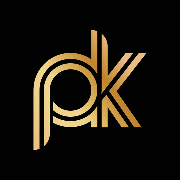 小写字母P和K 为标识 品牌或标识用金黄色的平装设计 矢量说明 — 图库矢量图片