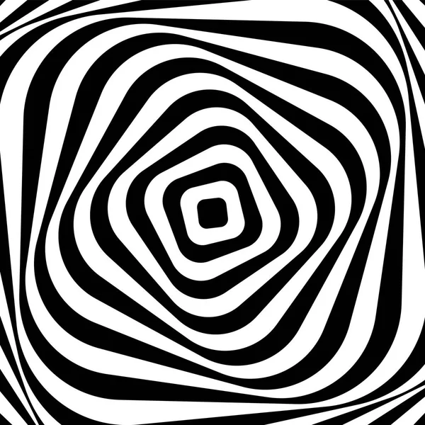 Ilusión óptica. Arte de la ilusión. Fondo blanco y negro retorcido abstracto. Ilustración vectorial — Vector de stock