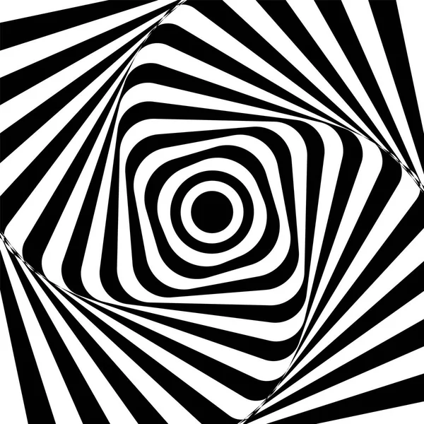 Ilusión óptica. Arte de la ilusión. Fondo blanco y negro retorcido abstracto. Ilustración vectorial — Vector de stock