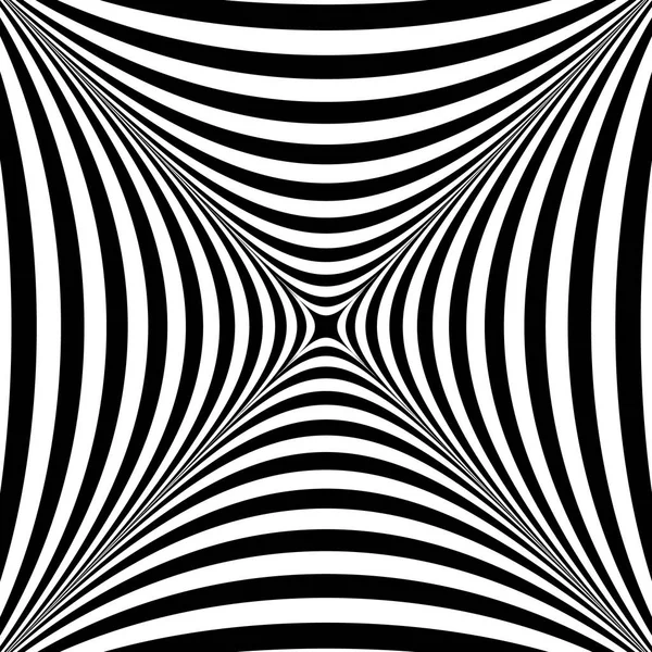 Ilusión óptica. Arte de la ilusión. Fondo blanco y negro retorcido abstracto. Ilustración vectorial — Vector de stock