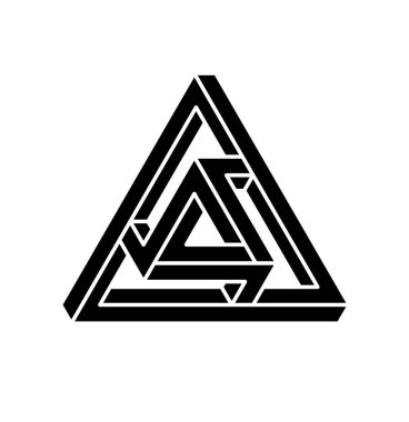 İmkansız şekiller. Optik yanılsama. Vektör çizim üzerinde beyaz izole. Kutsal geometri. Beyaz bir arka plan üzerinde siyah şekilleri