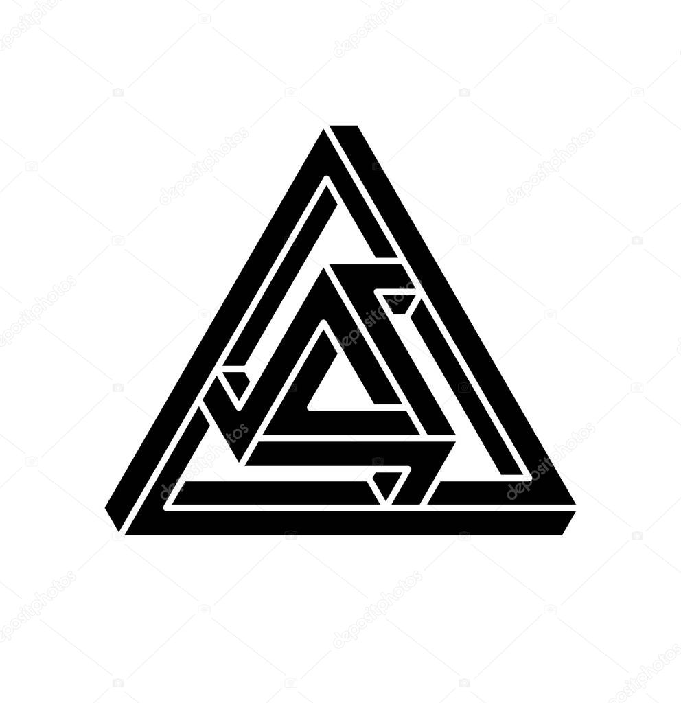 Impossible shapes. Optical Illusion. Vector Illustration isolated on white. Sacred geometry. Black shapes on a white background.