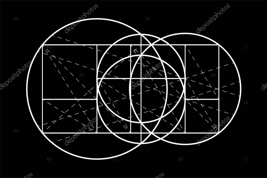 Modulor le Corbusier. Cover template. armonious measure to the human scale universally applicable to architecture and mechanics. Scalable vector illustration.