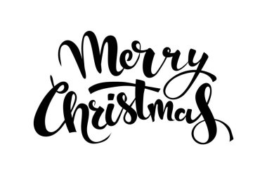 Mutlu Noeller yazı el yazısı. İzole beyaz arka plan üzerinde siyah metin. Noel tatil tipografi. Vektör çizim