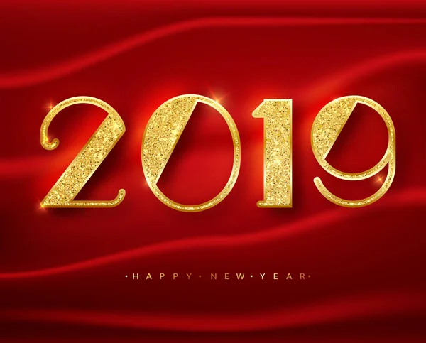 2018 boldog új évet üdvözlő kártya, csillogó arany számok. Vektoros illusztráció. Brosúra design sablon, üzleti naptár borítóját. — Stock Vector