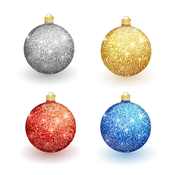 Set de bolas navideñas sobre fondo blanco. Decoraciones navideñas. Objeto vectorial para diseño navideño, maqueta. Vector objeto realista Ilustración 10 EPS — Vector de stock