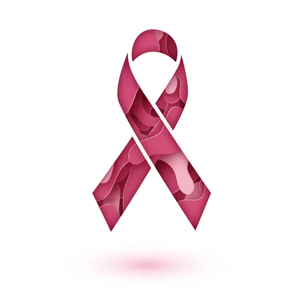 Cáncer de mama Signo de conciencia aislado. Cinta rosa. El papel vectorial cortó la cinta rosa - símbolo de conciencia del cáncer de mama. Ilustración vectorial EPS 10 — Archivo Imágenes Vectoriales