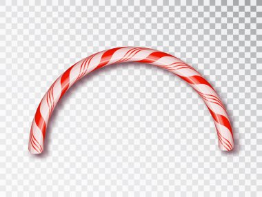 Noel Candy sınır izole. Boş Noel tasarım, gerçekçi kırmızı ve beyaz kordon çerçeve bükülmüş. Yeni yıl 2019. Tatil tasarım, dekor. Vektör çizim