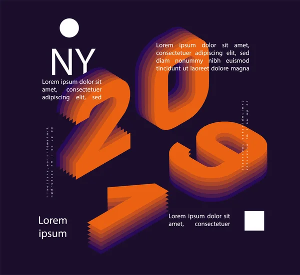 2019 farbig. Banner mit Zahlen für 2019. Vektor Neujahr Illustration. — Stockvektor