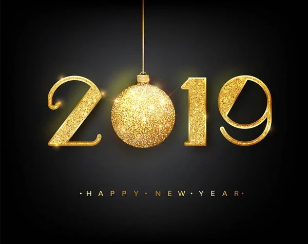 2019 С Новым годом. Вектор 2019 С Новым Годом и золотым мячом. Вектор 10 EPS . — стоковый вектор