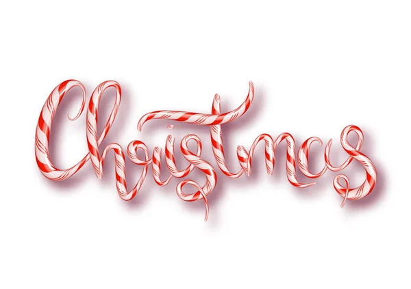 クリスマスお菓子デザイン ベクトル テンプレートです。カリグラフィ クリスマスの文字が装飾されています。クリスマス ポスター テンプレート。ベクトル図 Eps10 — ストックベクタ