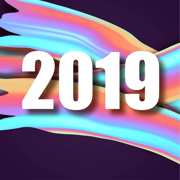 2019 Ano Novo no fundo de um óleo pincelada colorido ou elemento de design de tinta acrílica. Ilustração vetorial . — Vetor de Stock