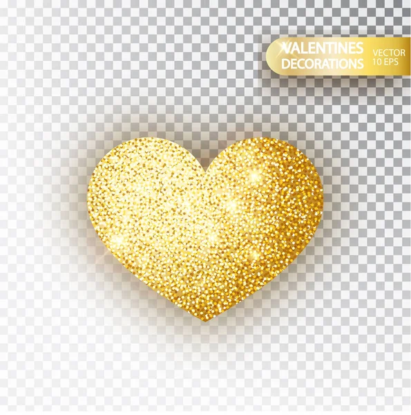 Szív arany csillogó isoleted átlátszó háttér. Arany ragyog szív. Valentin nap-szimbólum. Szeretem a koncepció kialakítása. Vektoros illusztráció 10 eps — Stock Vector