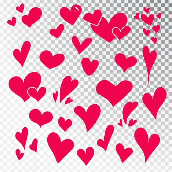 Hearts hand drawn set isolated. Design elements for Valentine s day. Collection of doodle sketch hearts hand drawn with ink. Vector illustration 10 EPS — Stock Vector