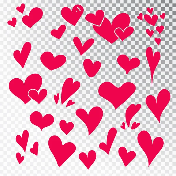 Corazones dibujados a mano aislados. Elementos de diseño para el día de San Valentín. Colección de corazones de garabatos dibujados a mano con tinta. Ilustración vectorial 10 EPS — Archivo Imágenes Vectoriales