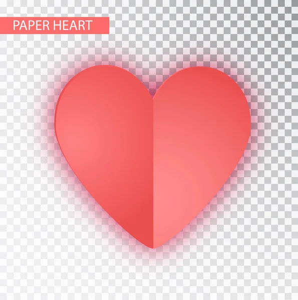 Corazón de papel aislado. Corazón Vector de San Valentín sobre fondo transparente. Corazones de papel plegados aislados sobre fondo transparente. Día de San Valentín vector fondo — Vector de stock