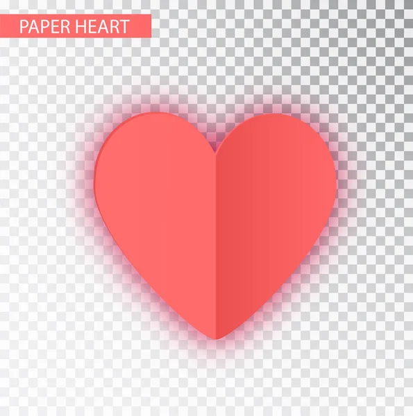 Paper Heart isolated. Vector Heart of Valentine s on transparent background. Folded paper hearts isolated on transparent background. Valentines Day vector background